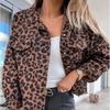 2024 Women's Trendy Washed Distressed Leopard Print Raw Edge Denim Jacket