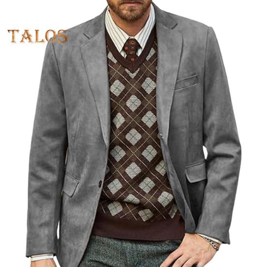 Casual Suit Coat Lapel Long Sleeve Two-Button Regular Fit Suit Jacket with Flap Pockets Short Plush Business Outerwear