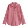 Spring & Autumn Women's European & American Style Striped Lapel Single-Breasted Loose Long Sleeve Shirt