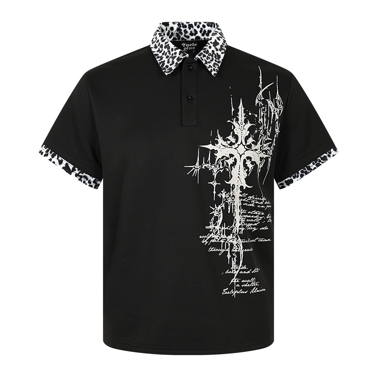 Summer short-sleeved polo American retro street fake two-piece lapel T-shirt for men and women S