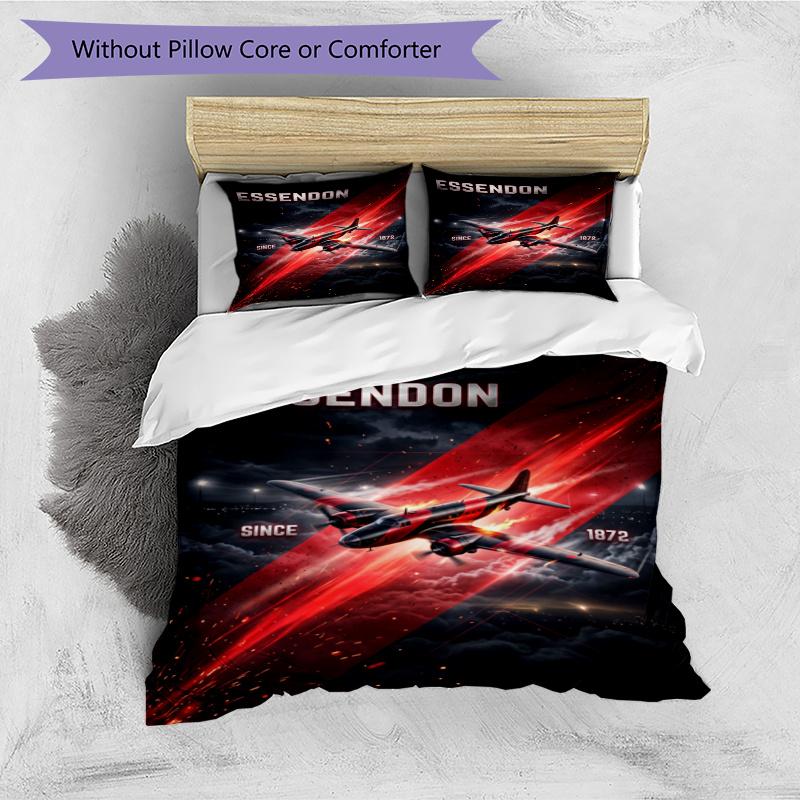3pcs Duvet Cover Set (1*Duvet Cover + 2*Pillowcase, Without Core), Essendon Football Print Bedding Set, Bedroom Decor, All‑Season, Gift
