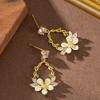 Mori Sweet Delicate Small Fresh Inlaid Zircon Dripping Flower Earrings Female Niche Personality Design Fairy Earrings