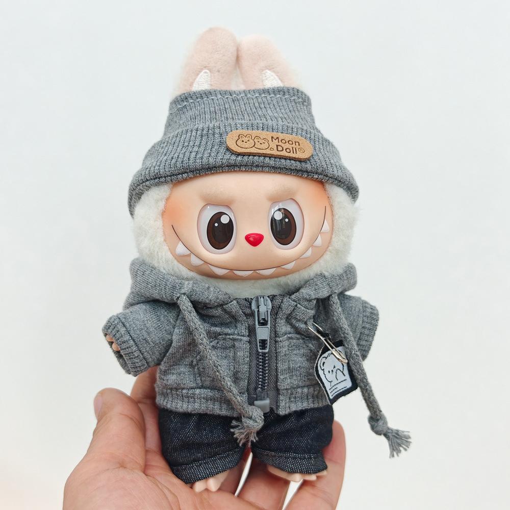 For Labubu Doll Clothes Hoodie Bear Shirt Set Clothes Replacement Labubu I II Idol Doll Sitting Party Accessorie
