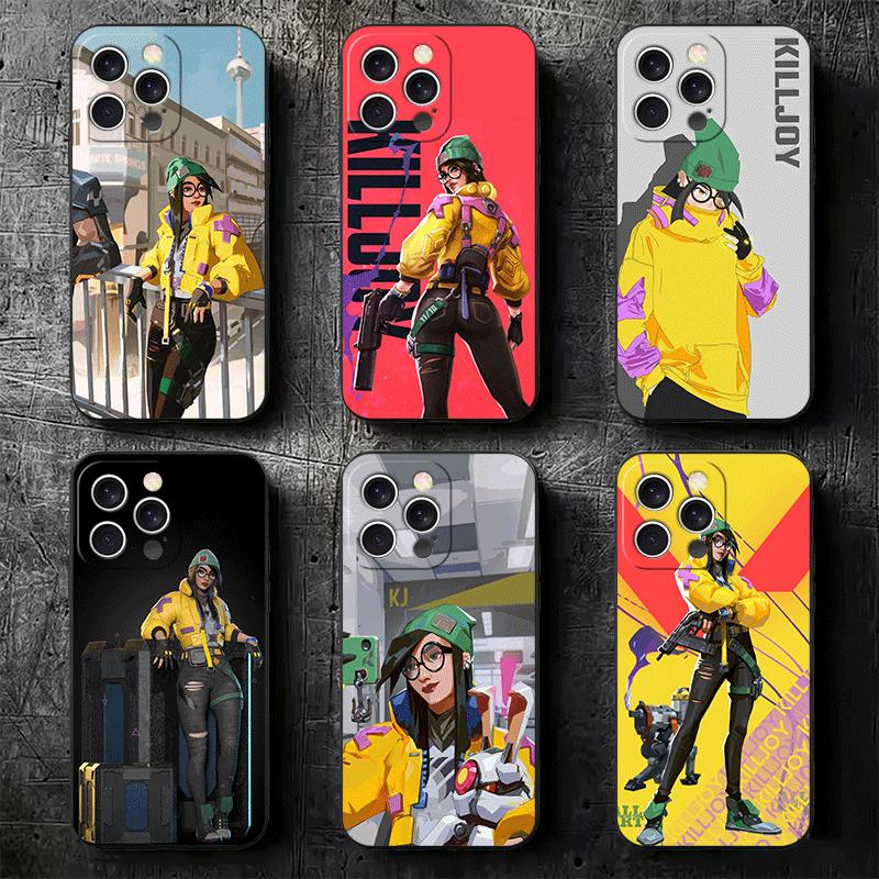 V-Valorant Killjoy Soft Phone Case for iPhone 16 16E 17 Air 15 Pro Max 14 Plus 13 Mini 11 12 7 Black Cover Back Shell