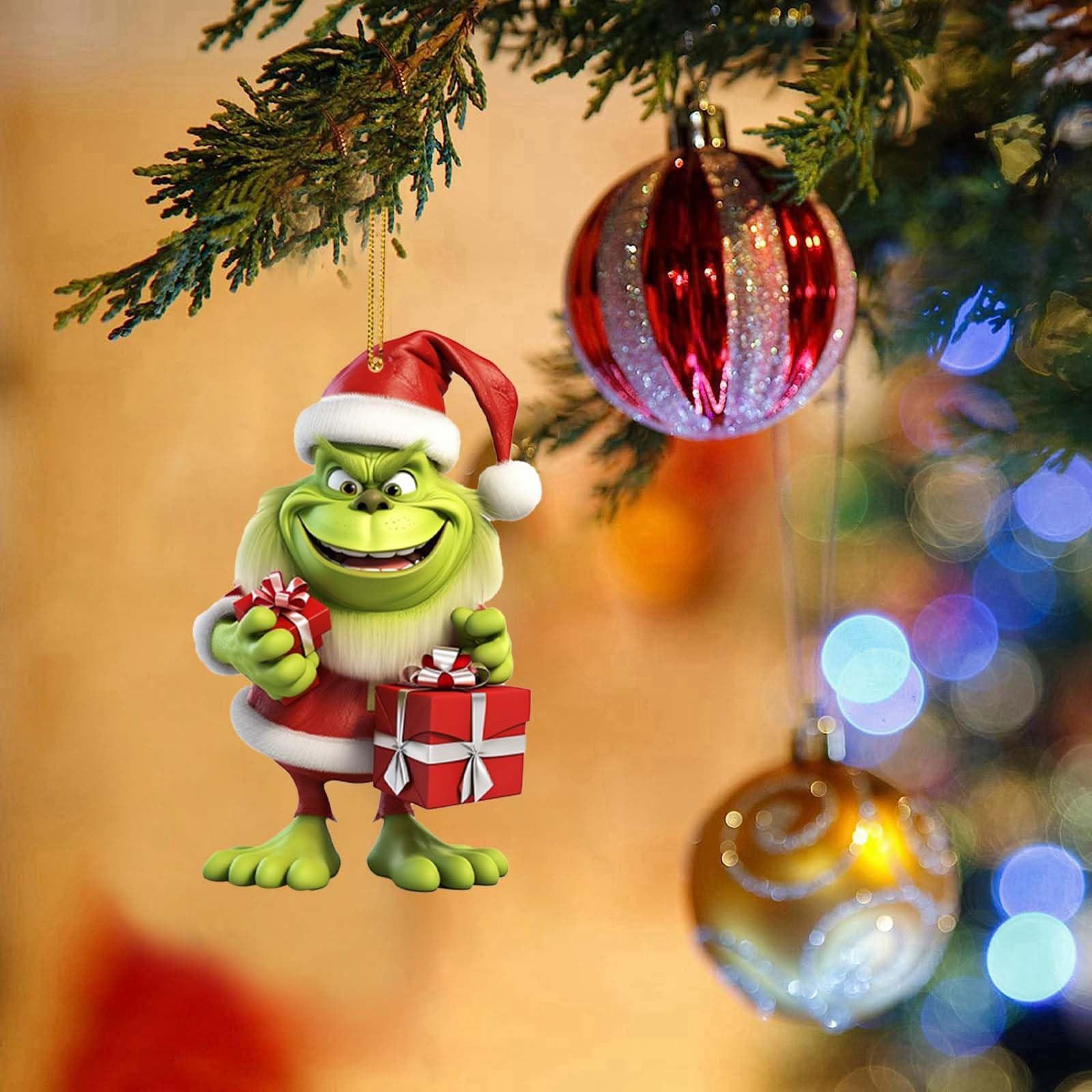 

Рождественские акриловые зеленые монстры, акриловые плоские подвесные украшения для рождественской елки, односторонняя подвеска с принтом для дерева/автомобиля/рюкзаков One Size