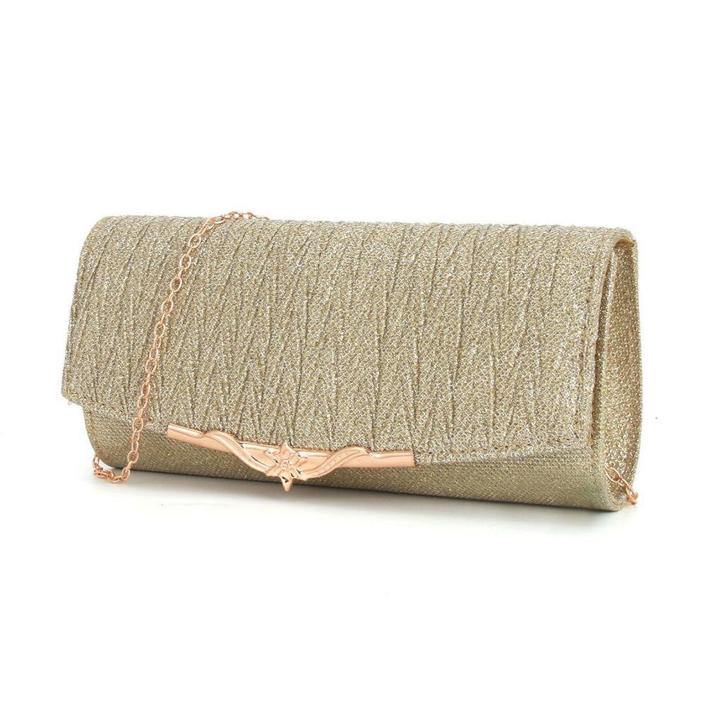 Women's Handbag, Dinner Bag, Clutch Bag, Pleated Metal Cap, Wedding Evening Dress Bag