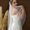 Sheer Bridal Hair Veils With Sparkling Crystal Rhinestones And Secure Hair Comb For Outdoor Wedding Ceremony Dressingup