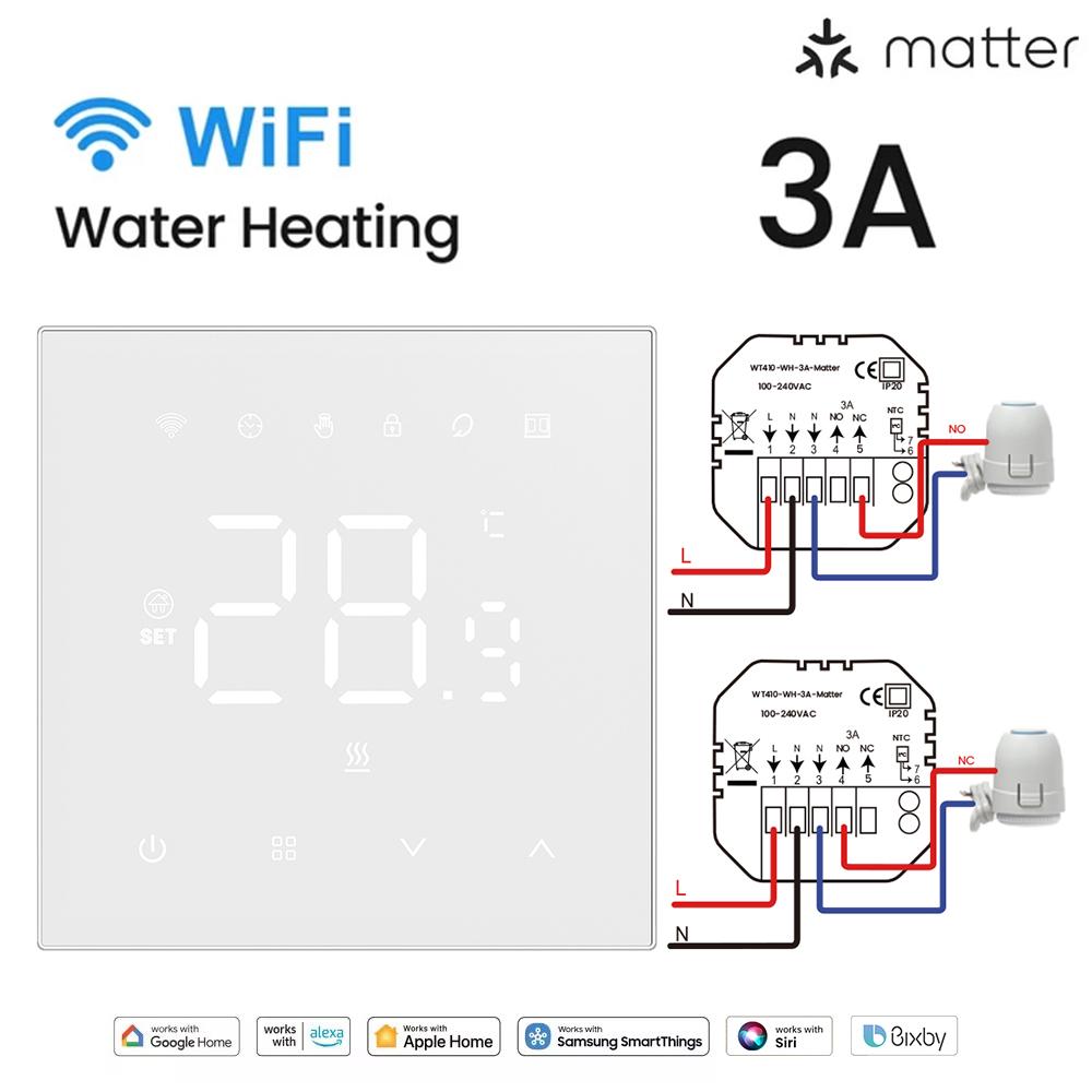 AVATTO Tuya Matter Smart Thermostat WiFi WaterGas Electric Floor Heating Temperature Controller For Alexa Google Apple Smartthin Matter Water Heat-W