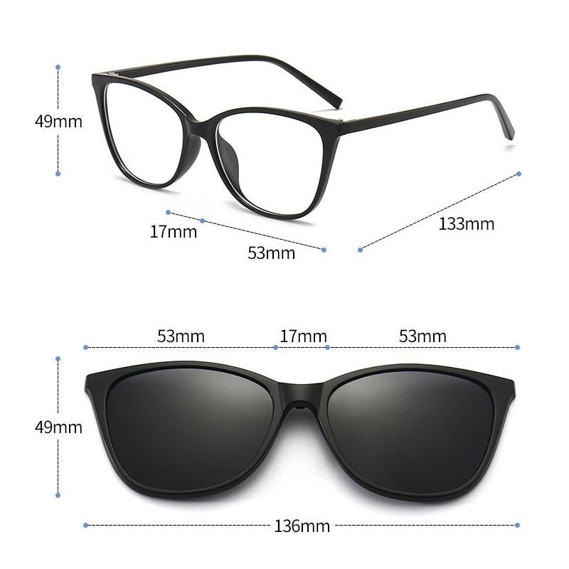 1/6 In 1 Magnetic Clip Sunglasses Prescription Glasses Frame TR90 for Men Women Night Vision Lenses Cat Eyes