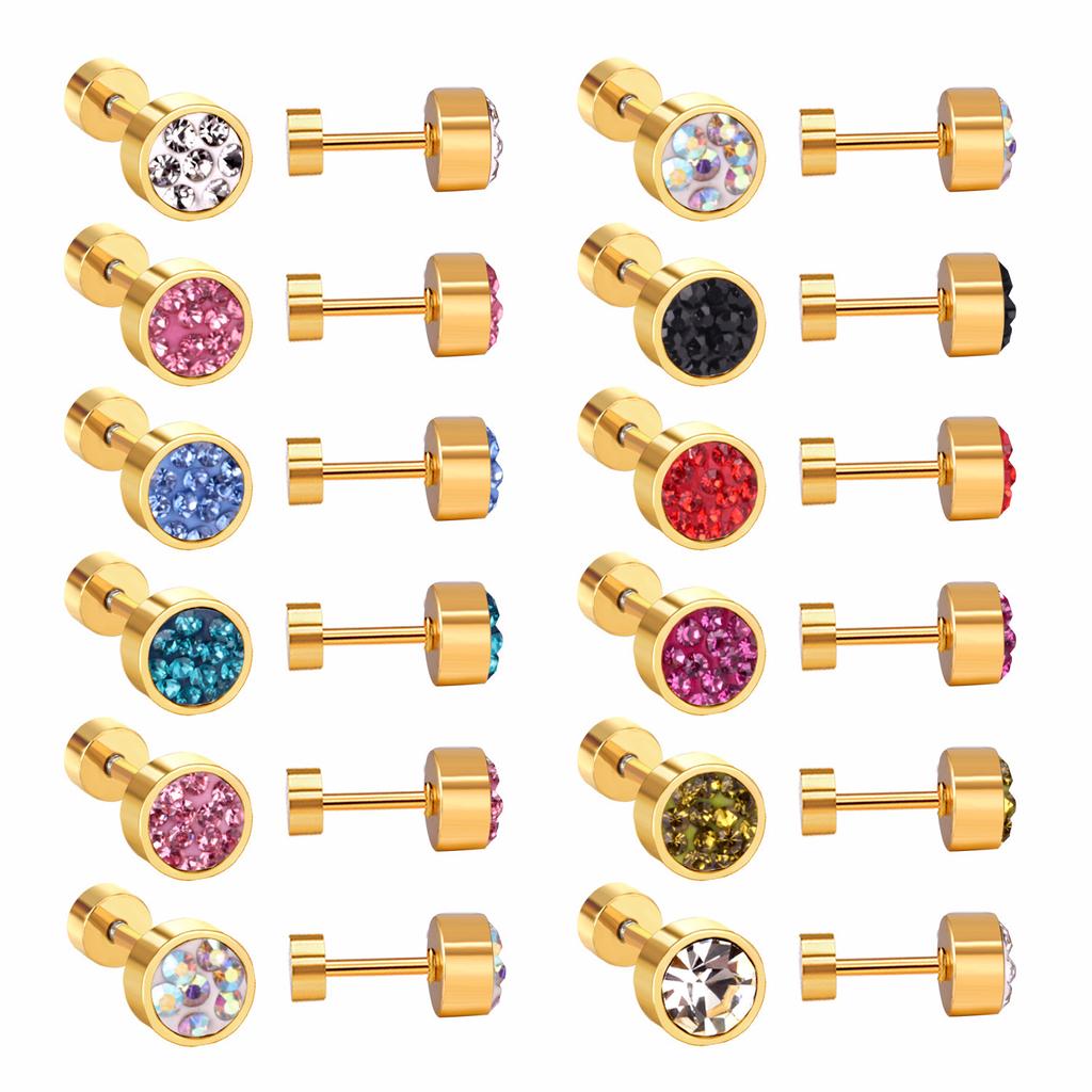 Titanium Steel Crystal Stud Earrings Sweet Cute Light Luxury Fashion Jewelry for Women Girls
