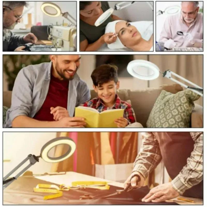 3 Colors LED Magnifying Glass 72LED 8X/10X NEW Illuminated Magnifier USB for Soldering Iron Repair/Table Lamp/Skincare Beauty