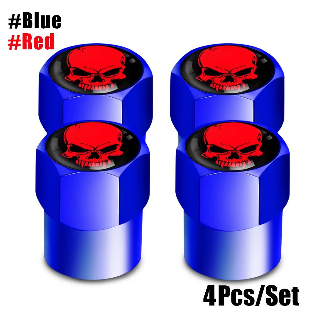 4Pcs/Set Skull Tire Valve Stem Cap Corrosion Resistant Dust Proof Cover Universal Fit for Car Bicycle Truck Motorcycle Stem Caps1