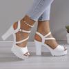 Thick Sole Pumps Women Shoes Woman Platform Sandals Roman Ladies Gladiator Pumps White 2026 Summer High Heels Sandals