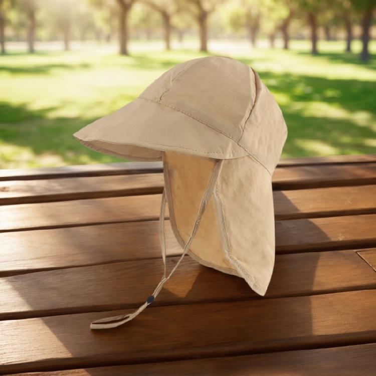 Kids Outdoor Sun Protective Fisherman Hat With Neck Flap Drawstring Breathable Bucket Hat For Hiking and Camping