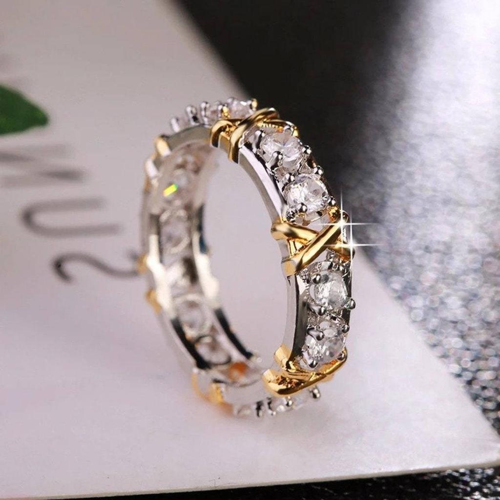 Luxury  Sterling  Crossover Knots Ring 5A High Carbon Cubic Zirconia Ring for Woman Wedding Eternity Crystal Jewelry