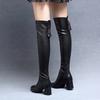 Over-knee boots women's new rear zipper boots first layer cowhide pointed high-heeled boots boots
