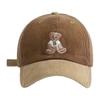 Corduroy Embroidered Teddy Bear Baseball Cap Adjustable Corduroy Material Sun Protection for All Seasons