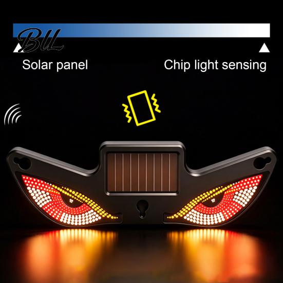 Creative Automotive Light Decor Solar Demon Eyes Car LED Light, USB Wireless Animated Eye Warning Lights for Windshield Portable Charging Lamp