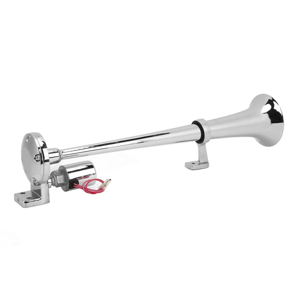 Electric Trumpet Horn 1 Tube for Train Car Boat Zinc Alloy Chrome Plating 135db 450mm 12V 24V