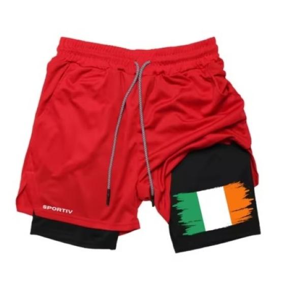 Ireland Flag Camouflage Muay Thai Kick Boxing Shorts Men Women Unisex Casual Sportswear Double Layer Quick Dry Training Sport Gym Fitness Workout