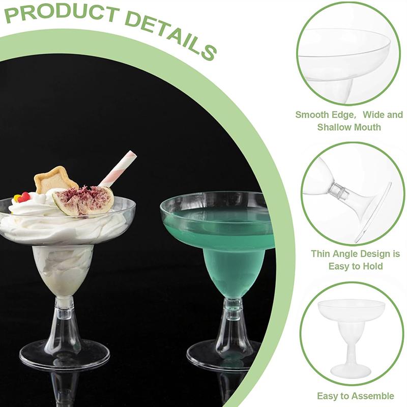 18Pcs Plastic Margarita Glasses, Disposable Stackable Champagne Cups for Bar Wedding Party, Cocktail Martini Drink Clear Cups