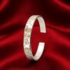 Gold-Inlaid Lucky Cat Open Bracelet: 999 Sterling Silver Bangle, Chinese Style, Birthday/Qixi Festival Gift for Women/Girlfriend