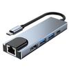 5in1 HUB USB-C to USB-C USB-A HDMI RJ45 Splitter - Gray