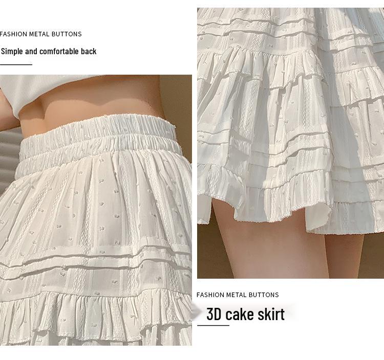 Petite Women's High Waist Ballet-Style Short Skirt - Gentle, Slimming, Sweet French Cake Design for Spring and Summer.