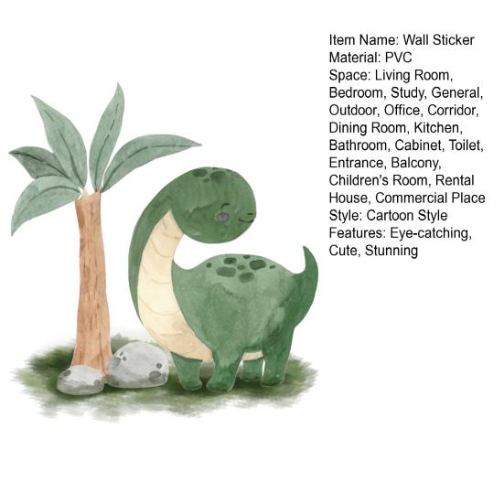Cute Dinosaur Wall Sticker Cartoon Dino Tropical Palm Tree Wall Decals Peel And Stick Dino Wall Art for Kids Boys Nursery Bedroom Playroom Classroom