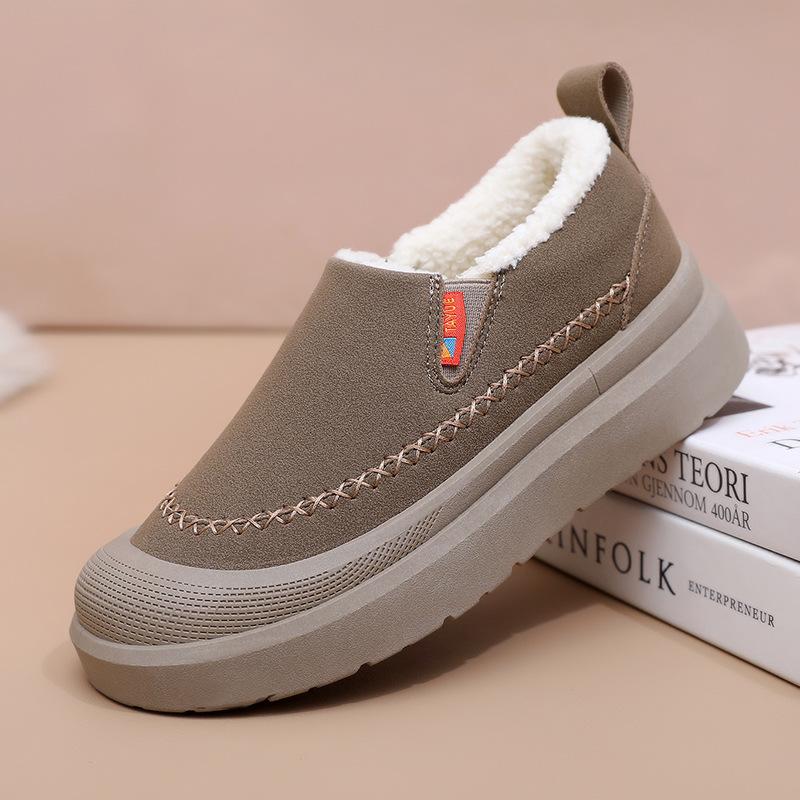 Women's Large Size Thick Sole Winter Warm Fur One Snow Boots Thickened Lined Ankle Boots Non-slip Hiking Sports Cotton Boots