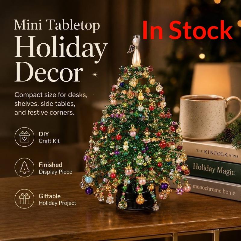 Handmade Bead Weaving Beaded Christmas Tree Kit Crystal Bead Material Tabletop Display Size Mini Christmas Tree Ornament 1Pc