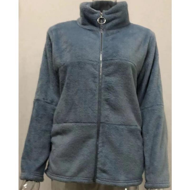 Women's Autumn Winter Faux Fur Short Coats Zipper Plush Warm Oversized Thick Jacket Turn Down Collar Overcoat