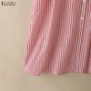 ZANZEA S-5XL Women V-Neck Short Sleeve Loose Casual Striped Shirts Dress