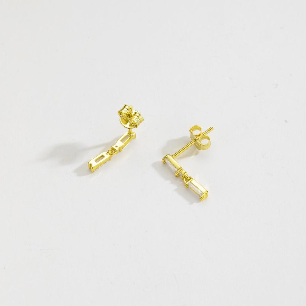 ANDYWEN 100% 925 Sterling Silver Square CZ Zircon Piercing Drop Earring Luxury Fine Jewelry Luxury Crystal Jewels