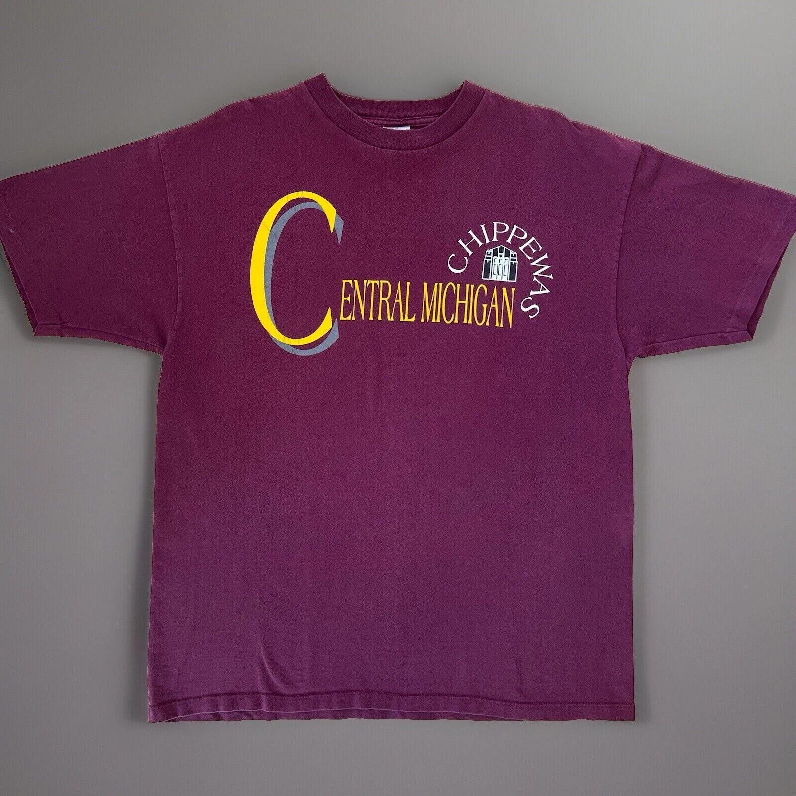 Vintage Central Michigan Chippewas Shirt XL Maroon 90s NCAA Sportswear 3XL