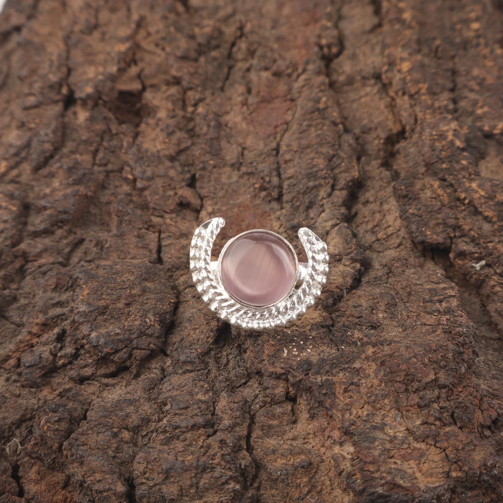 

Natural Purple Cat s Eye Ethnic Stackable Sisters Gift Birthday Ring 925 Silver RR-48-39 15