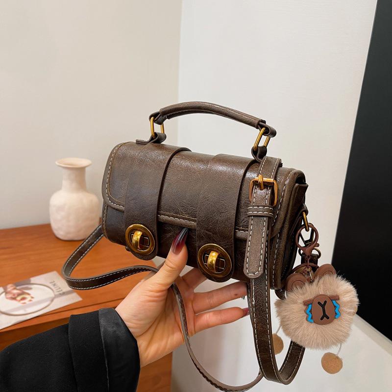 

Korean Retro Style Handbag 2025: Women s Spring Square Crossbody Bag with Niche Texture Coffee with Charm