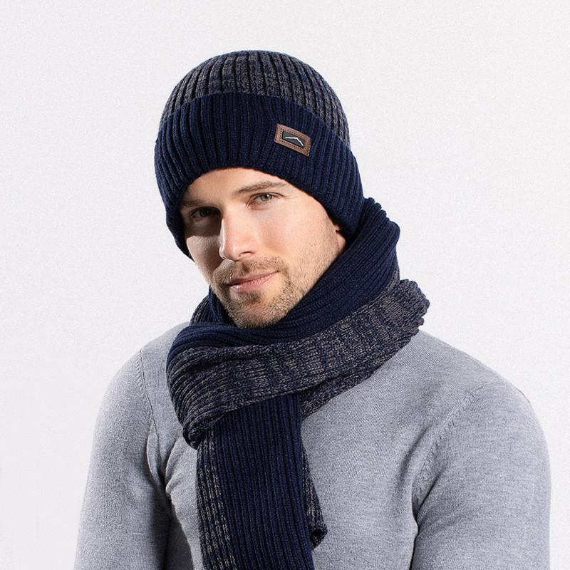 Acrylic Knit Hat Scarf Gloves Set With Windproof Warmth For Outdoor Winter Men And Women