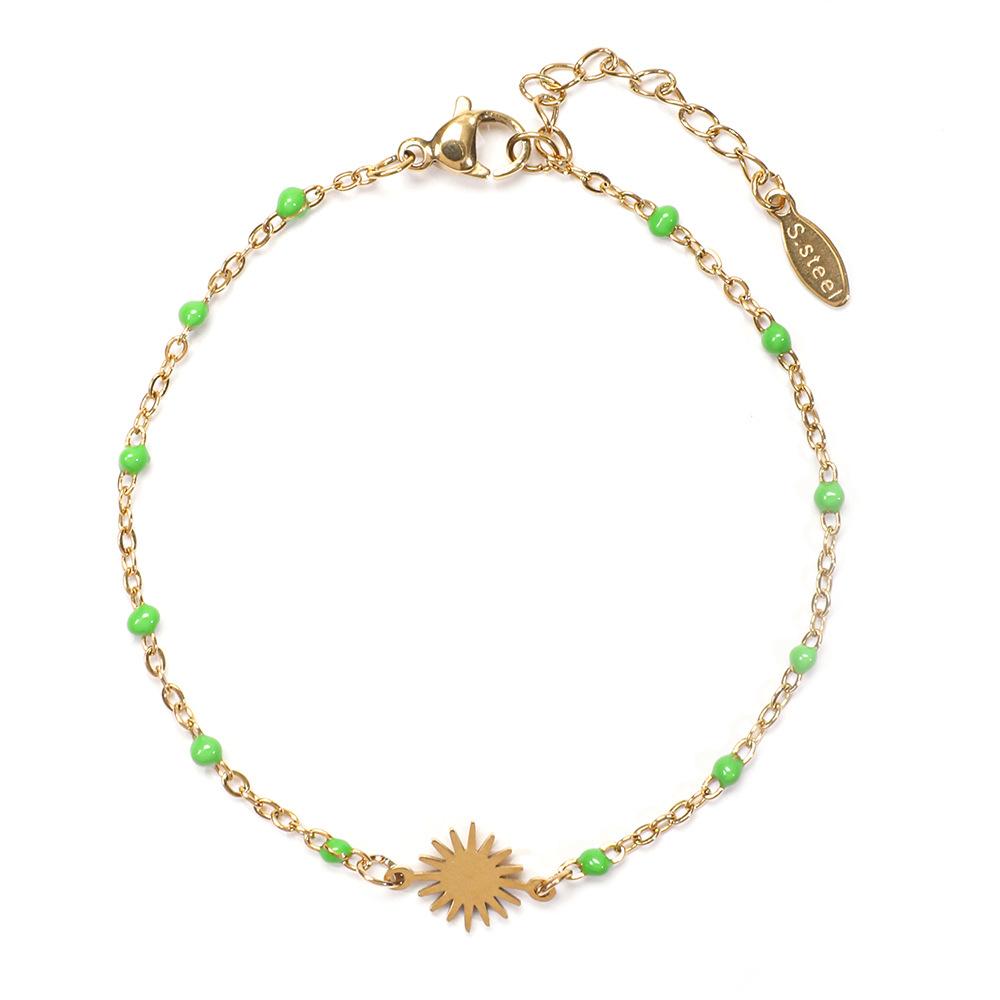 1pc Fashion Stainless Steel Bracelet Sun Enamel Drop oil Bracelet for Woman Summer Beach Party Jewelry