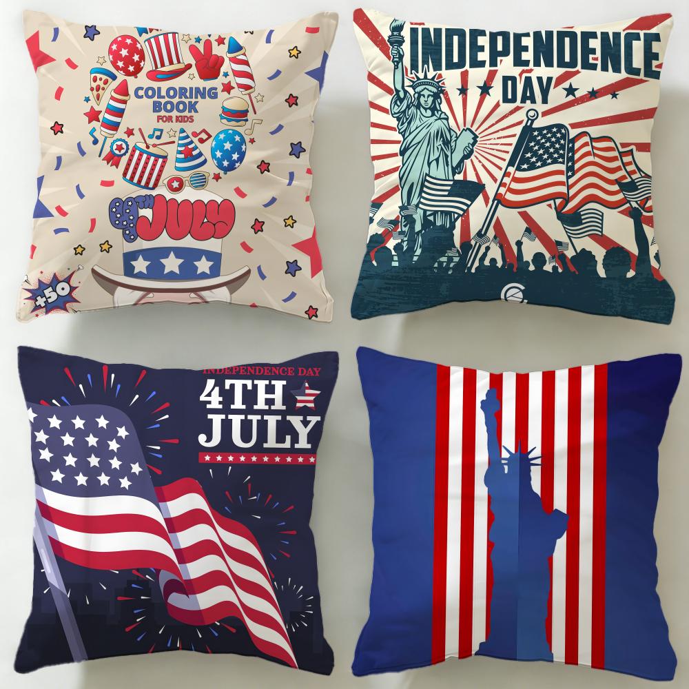 classic holiday Independence Day Cushion Cover Soft EasyWash Pillow Case Versatile for Couch Bed Travel and Office