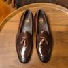 New loafers men's business casual round head fringed leather shoes
