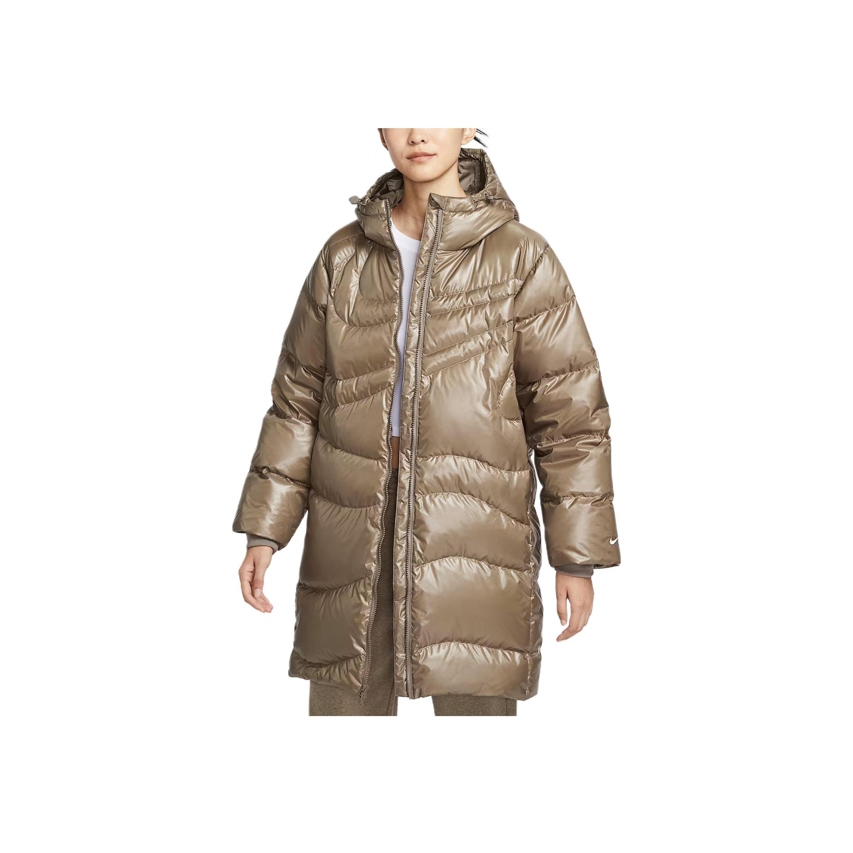 Женская куртка пуховик Nike Sportswear Swoosh Series Therma-Fit с капюшоном, водоотталкивающая, теплая, оверсайз, верхняя одежда HV2752-214 S