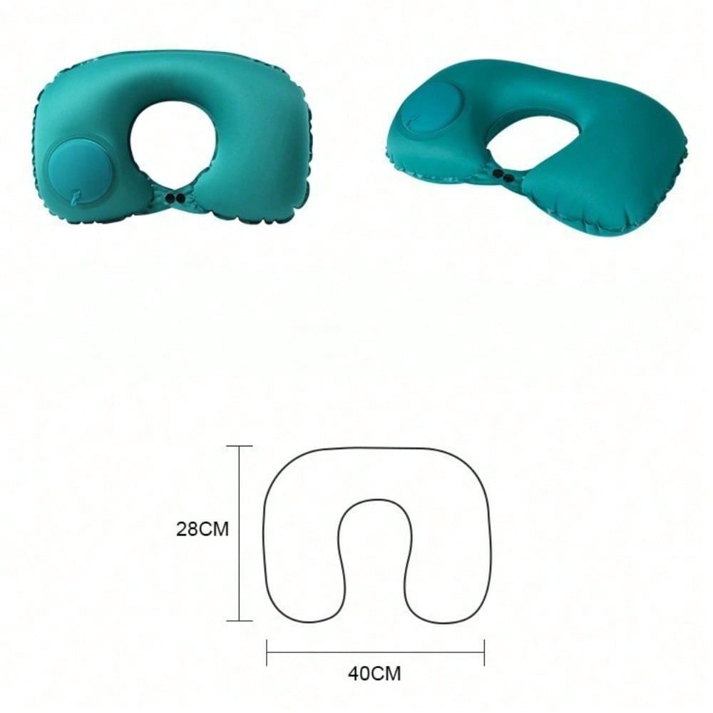 Press-inflatable U-shaped Pillow, Neck Support Pillow, Travel Essential, Neck Foldable, Portable Flocked-blow Travel Pillow, U-shaped Pillow