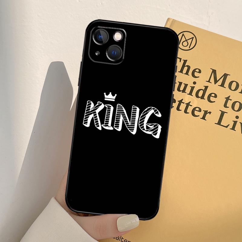 Queen King Crown Phone Case For iPhone 17 16 15 13 11 12 14 Pro Max mini XR 16e 15 16 Plus 17 Air Full Cover