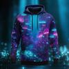 Herren Optischer Pilz Hoodie Sweatshirt Mode Hippie Langarm Hals Hausparty Lila Kordelzug Herbst Designer