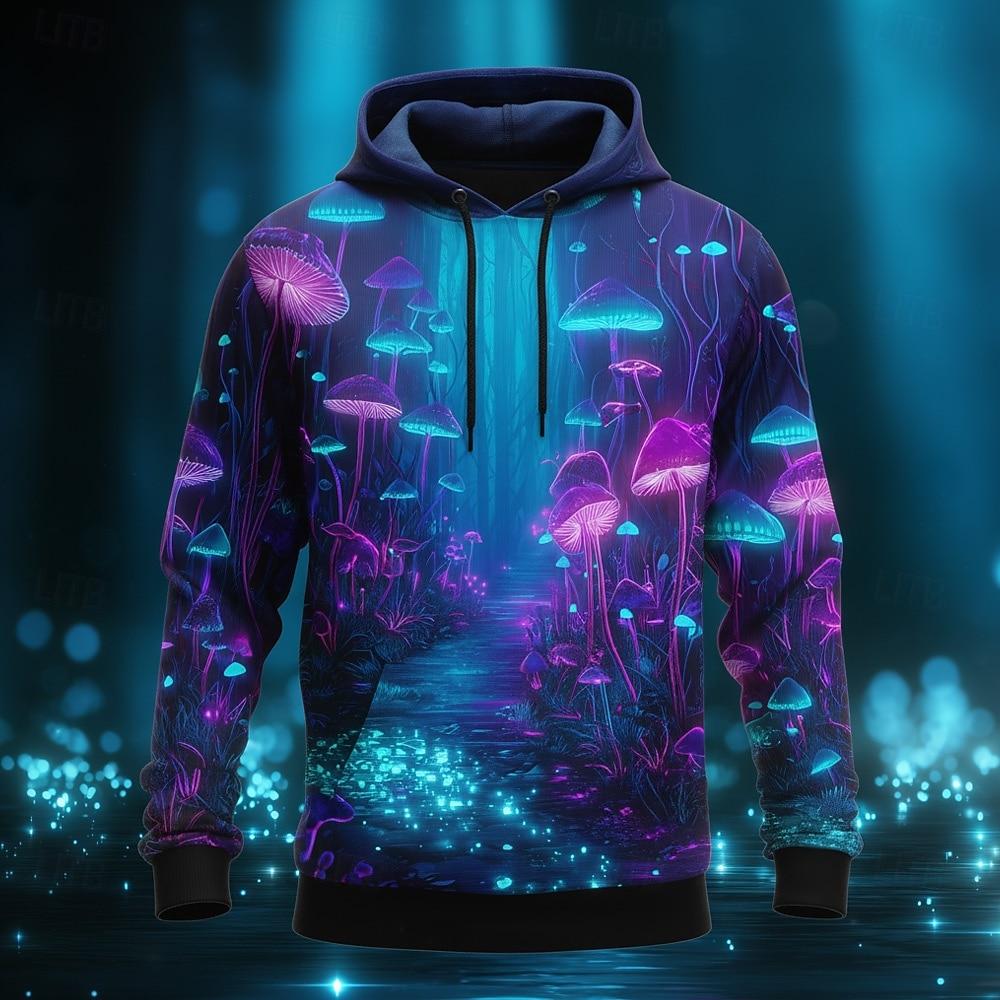 Herren Optische Täuschung Pilz Hoodie Sweatshirt Mode Hippie 3D Langarm