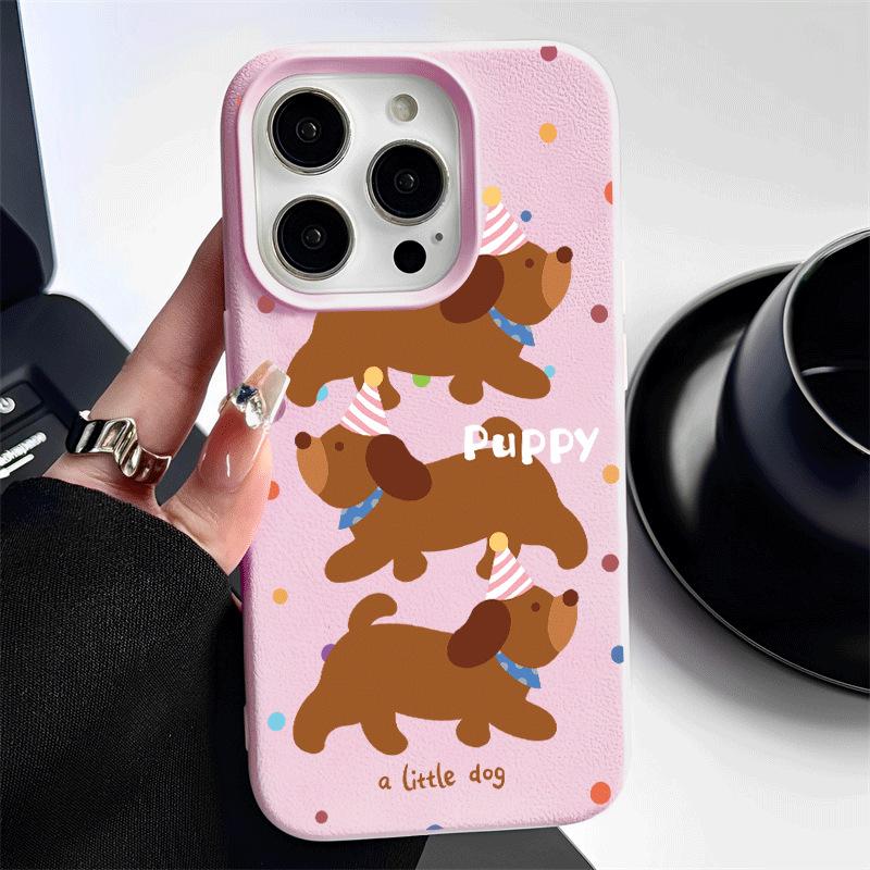 Ins Storm Point Puppy for Apple 16promax Mobile Phone Case for IPhone15plus Cartoon 14pro Skin Pattern