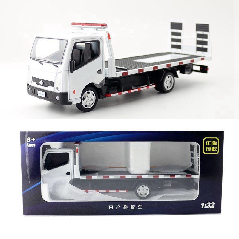 

Alloy Nissan Flatbed Trailer Truck Kids Toy With Inertia Control For Play And Collecting White