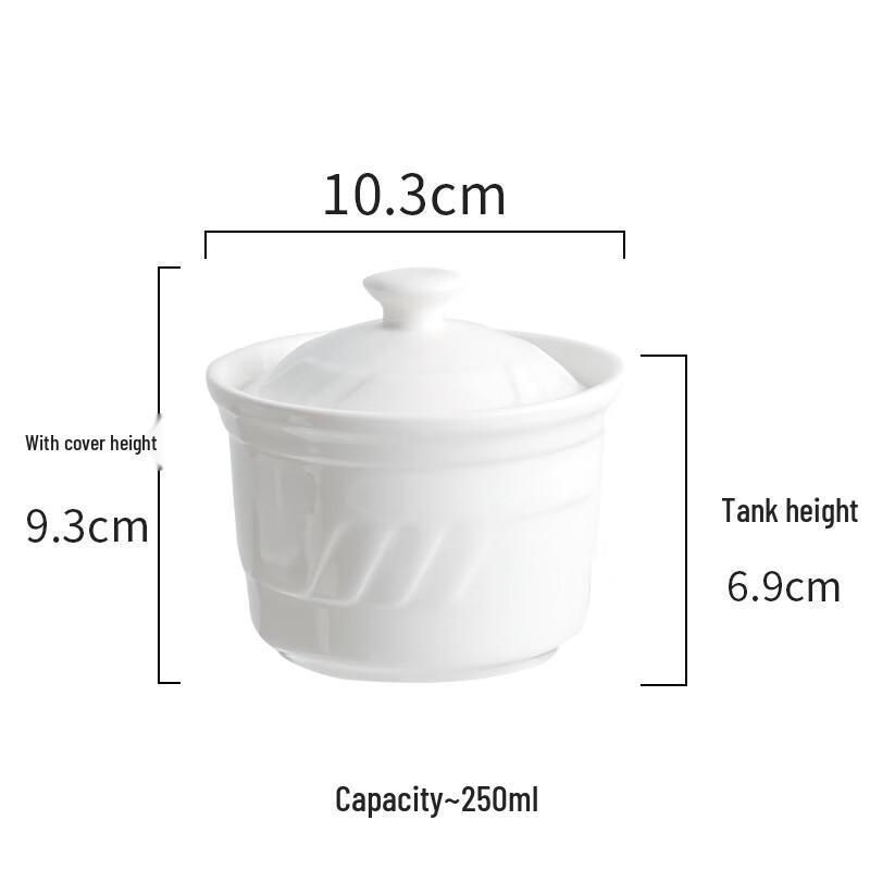 Керамическая пароварка-кастрюля Zhaoran, чисто-белая, 4 дюйма, с ложкой