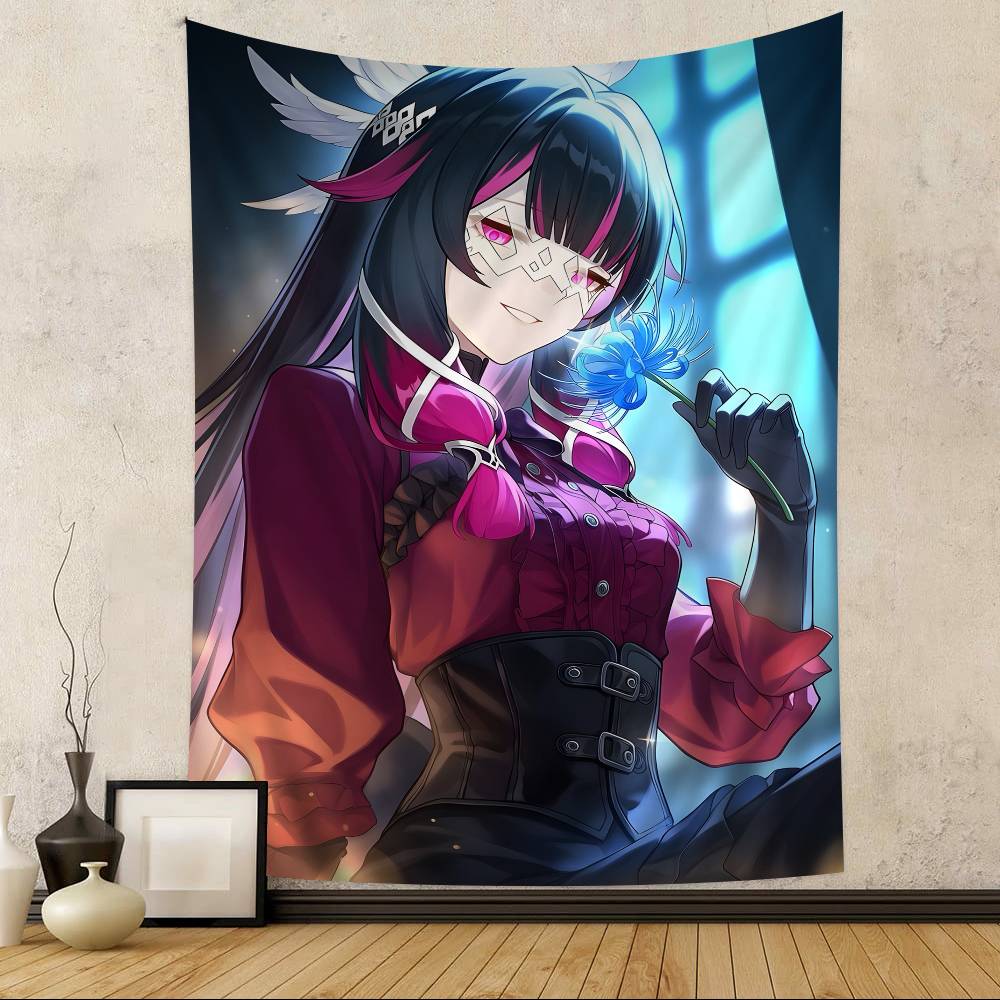 Genshin Impact Columbina Anime Tapestry Hippie Flower Wall Carpets Dorm Decor Wall Hanging Home Decor